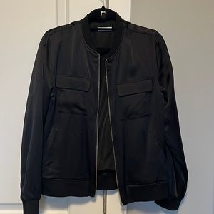 Equipment Black Silk Bomber Jacket